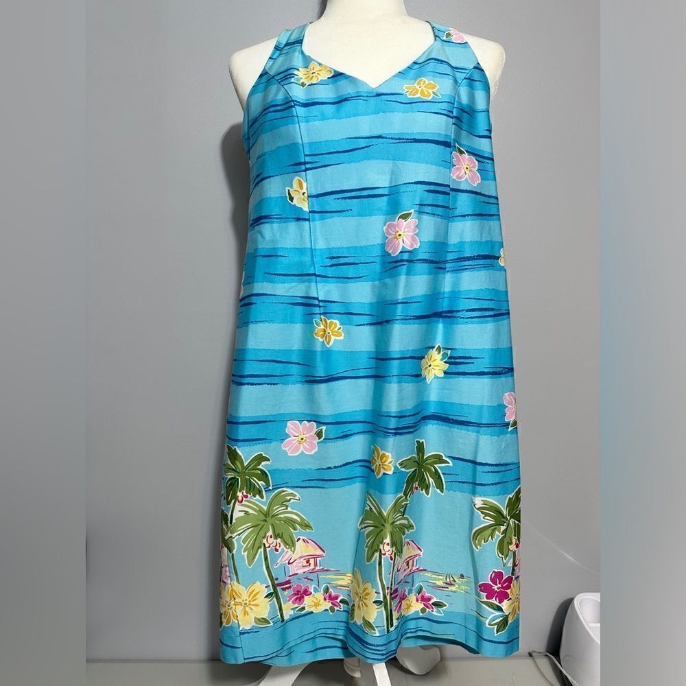 Positive Attitude turquoise, tropical halter dress. Size 4